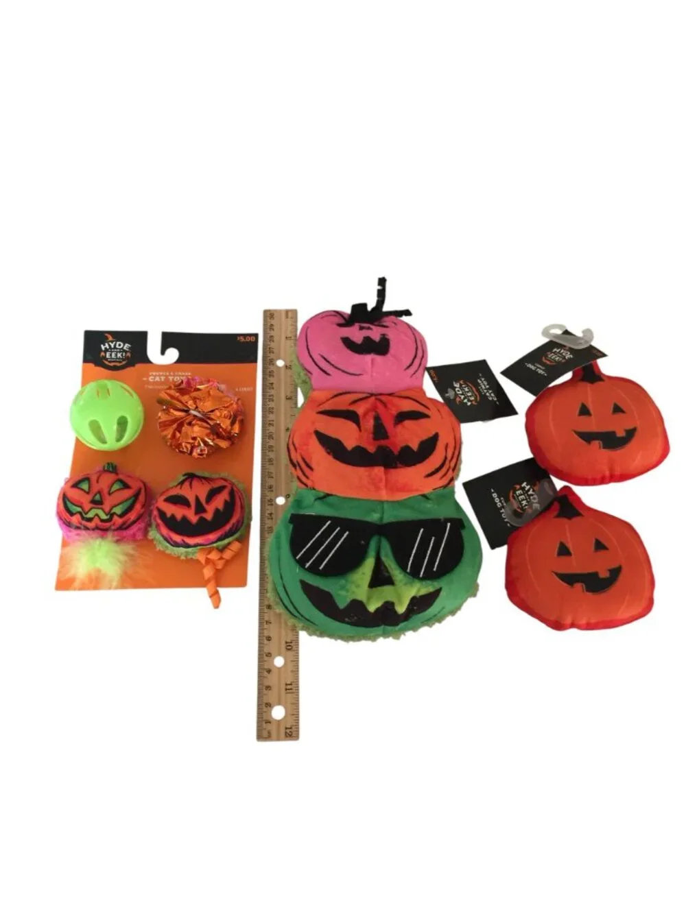 Hyde & EEK! Halloween Catnip Cat Toys Set of 4 Packages Jack o Lanterns Ball